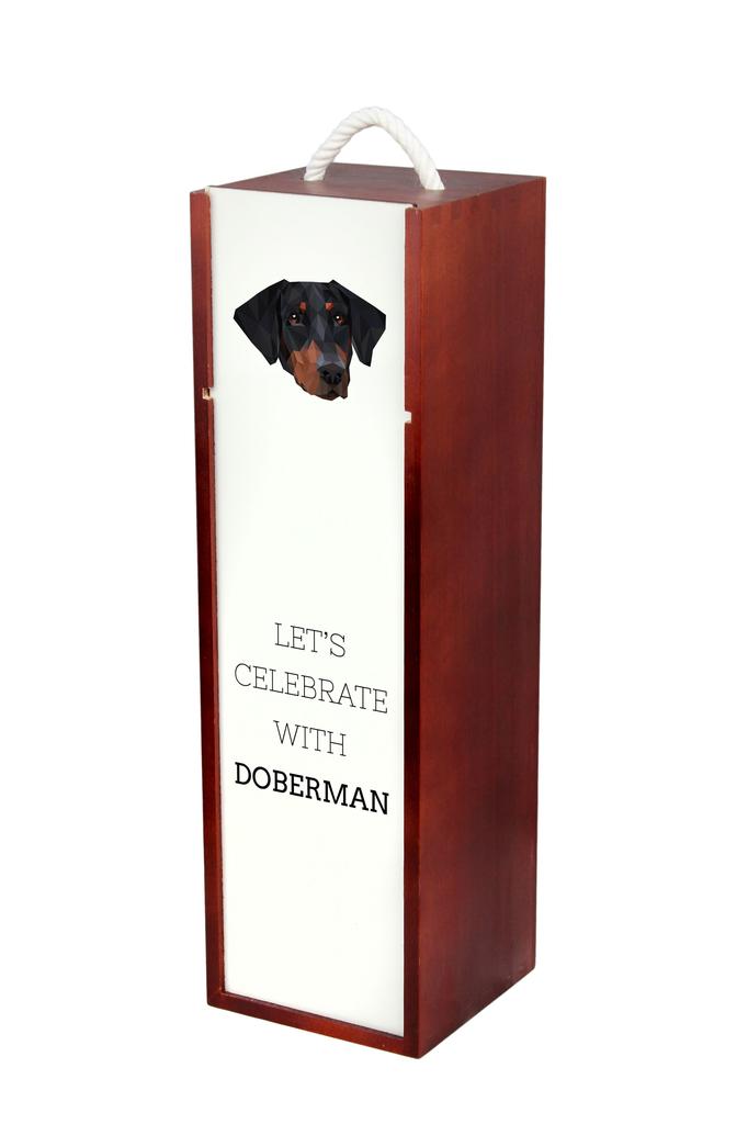 Doberman, Dobermann - Geometric Box With Photo And Inscription For Wine Brand Art-Dog