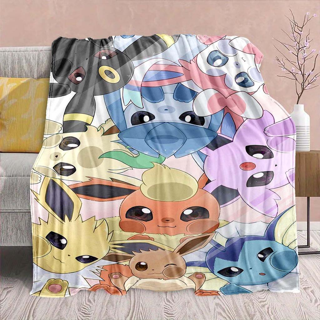 Pokémon Anime Flannel Blanket - Soft Warm Perfect for Sofa, Bedding Camping Travel Office Home Decor -QJY