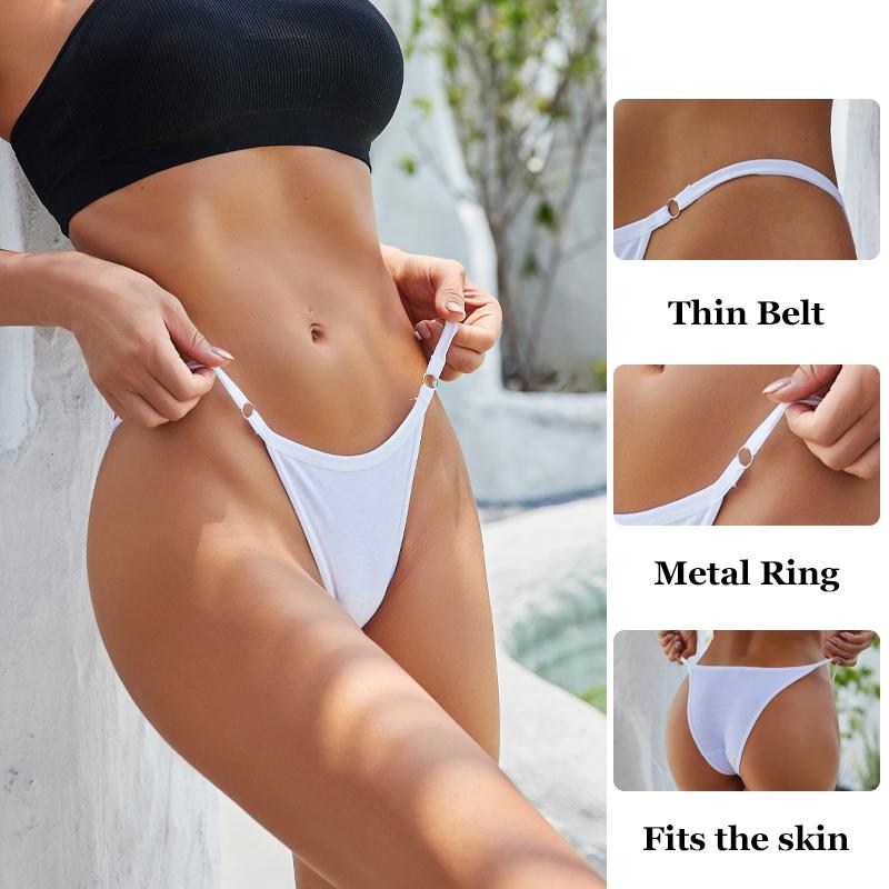 4 Pezzi Mutandine da Donna in Cotone Sexy Anello Metallico in Vita Biancheria Intima Mutandine Traspiranti Monocolore Slip Morbidi da Donna Lingerie Comfort
