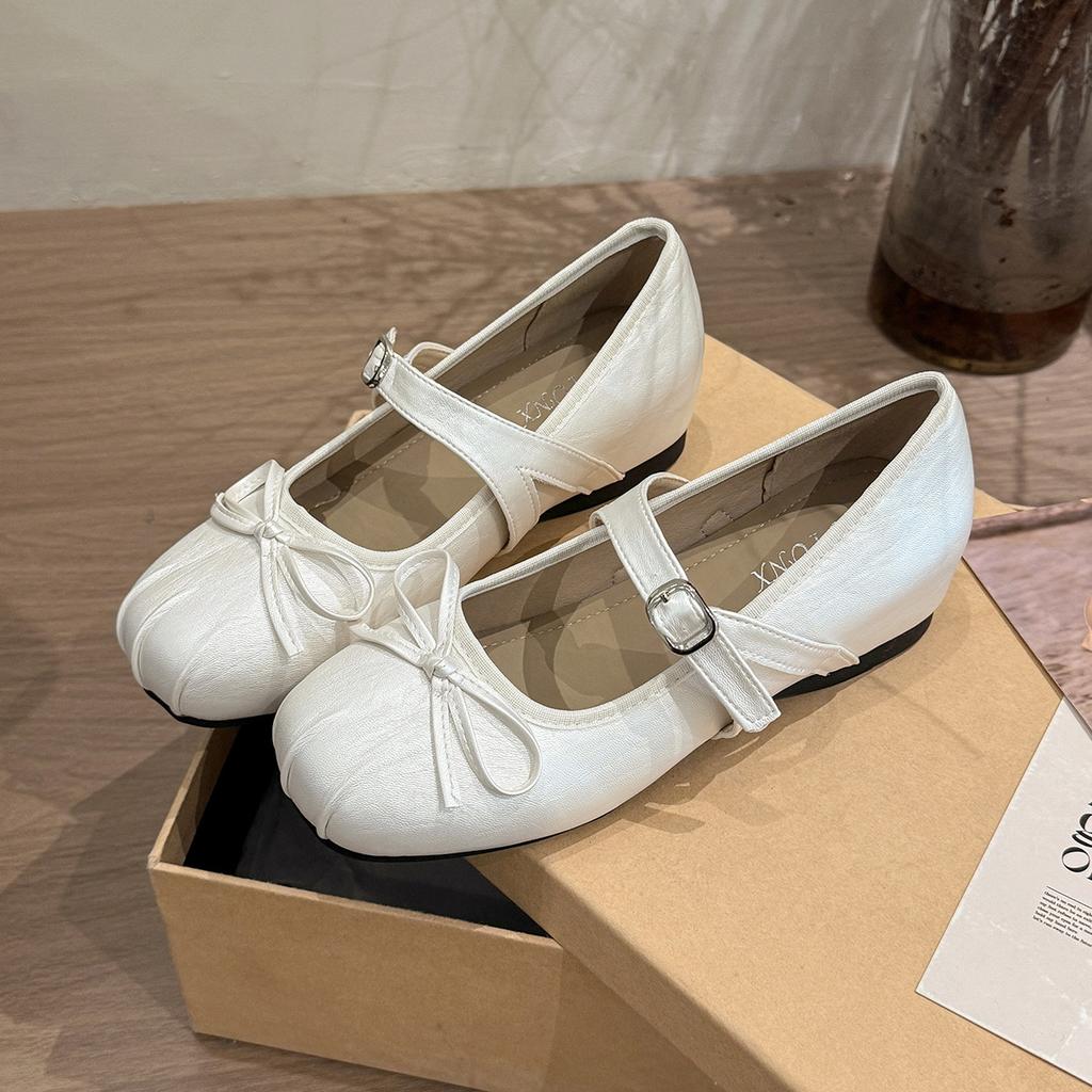 French Inner Height Increase Silver Single Shoes Women's 2025 New Summer Skirt Ballet Evening Shoes Mary Jane Small Leather Shoes