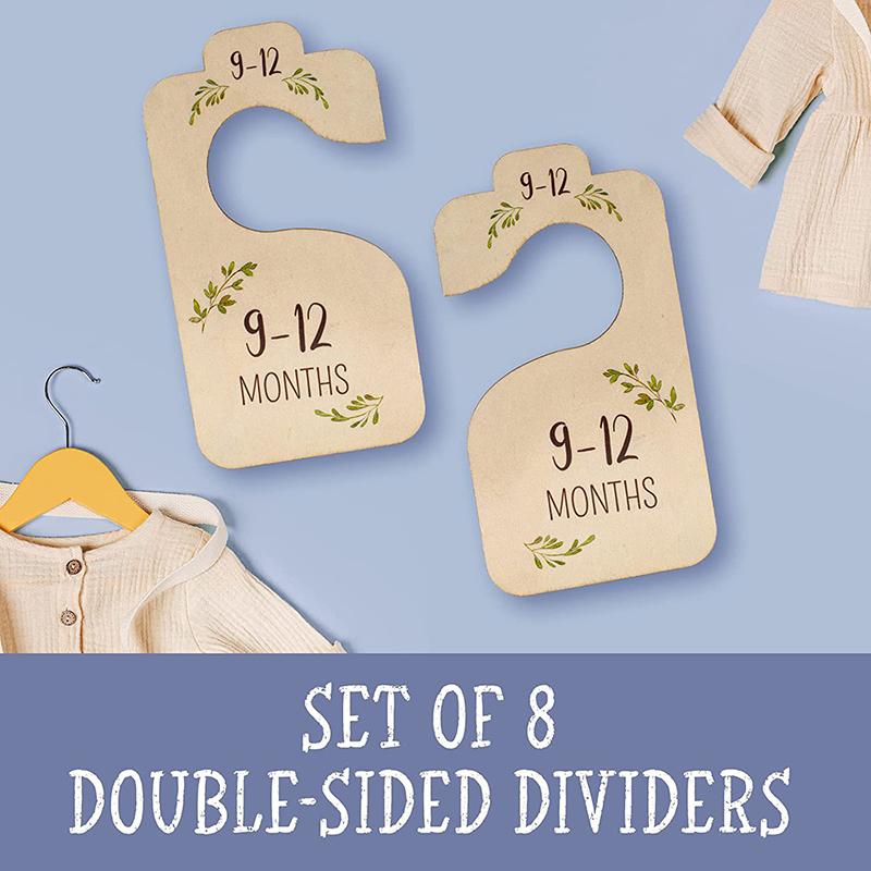 8pcs/set Storage Organizer Home Newborn To 24 Month Gift Baby Closet Divider Size Dividers Wood Card Clothes Hanger