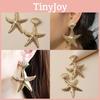 Fashionable Gold Shell Starfish Design Women Metal Earrings For Summer Beach