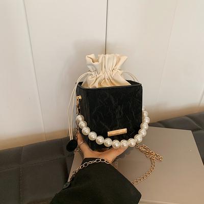 High-value Niche Versatile Bag Women's Box Bag 2025 Summer New Trendy Texture Chain Pearl Shoulder Messenger Bag
