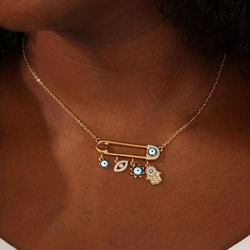 Fashion Zircon Evil Eye Necklaces for Women Turkish Eye Pendant Necklace Girls Clavicle Chain Choker Statement Party Jewelry Gift