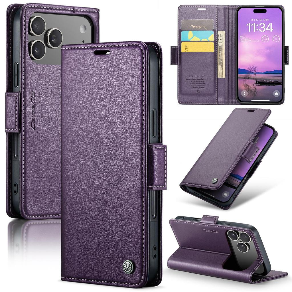 CaseMe-023 Flip Leather Case For iPhone 17 Pro Max Luxury Magnetic Wallet Card Slots Cover Stand Protectives Skins Shell