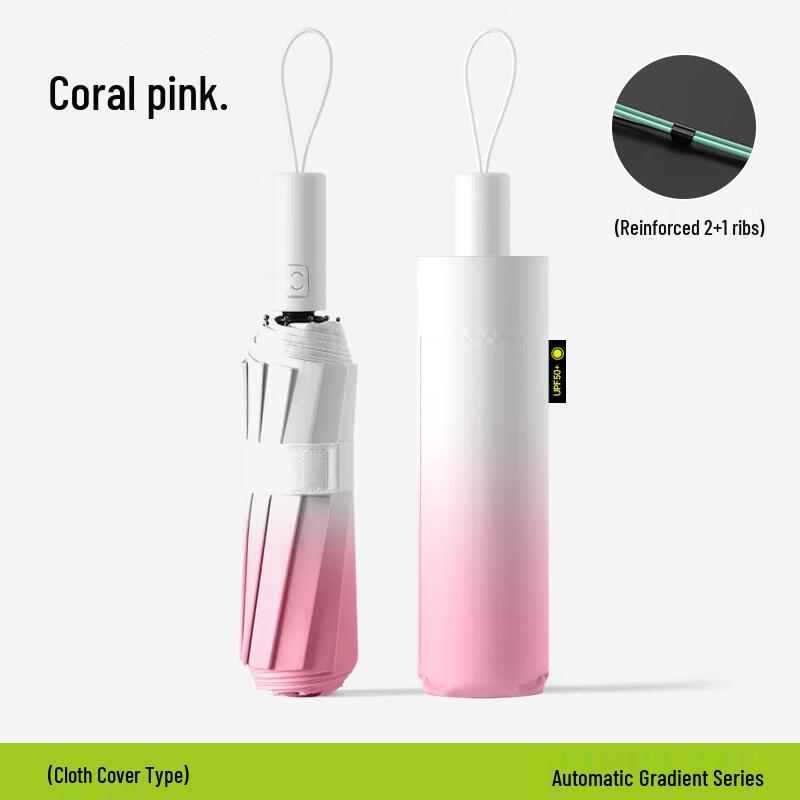 Yuduo Semi-Automatic Folding Sun/Rain Umbrella - Gradient Pink (2-Pack)