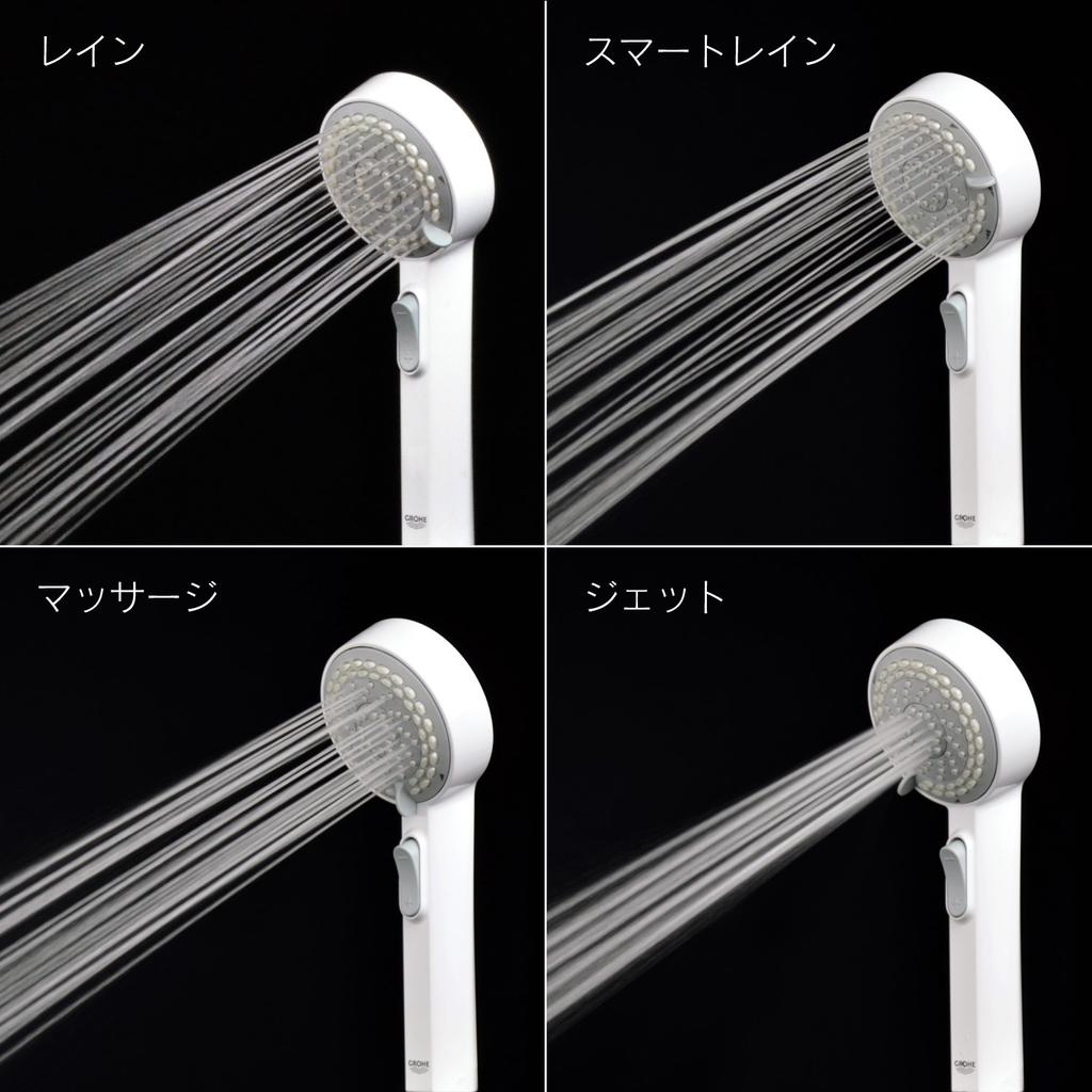 Gaona Yatamon Curtis Shower Head and Hose Set by Grohe Stop Massage (with Function, 4-Level Switching, Function, 1.6m Hose) GA-FH008