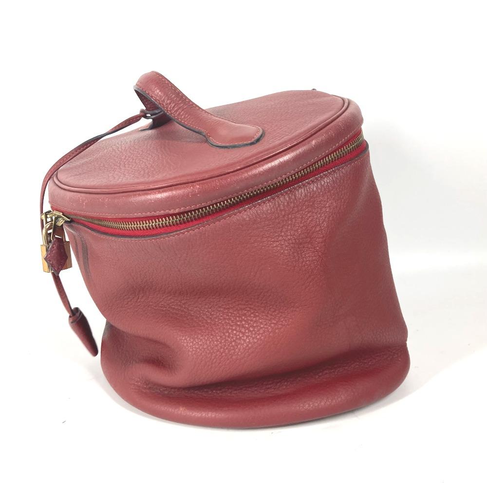 HERMES City Vanity bag Hand Bag Leather Red