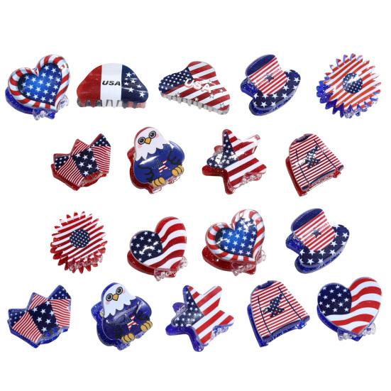 Yousheng Hair Claw Red White Blue Star Design Mini Hair Clip Independence Day Small Hair Clip Party Gatherings Patriotic Hair Accessory