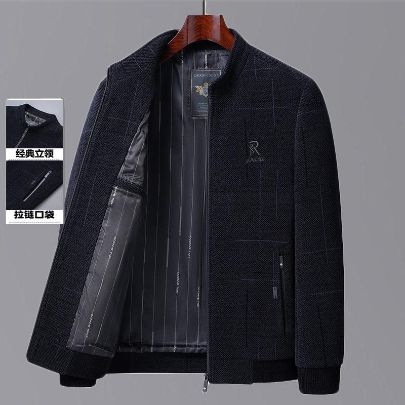 Men's Chenier Stand-up Collar Middle-aged Jacket Spring and Autumn New Men's Clothing Dad Business and Leisure Outside