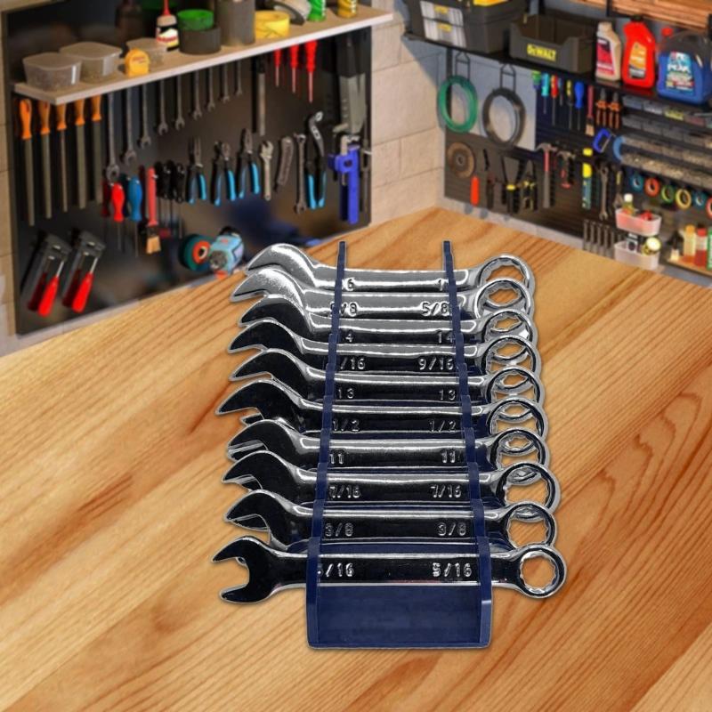 Lightweight Multi Purpose Ergonomic Magnetic Tool Rack 12 Slot Plastic Wrench Organizer Garage Workshop Storage System