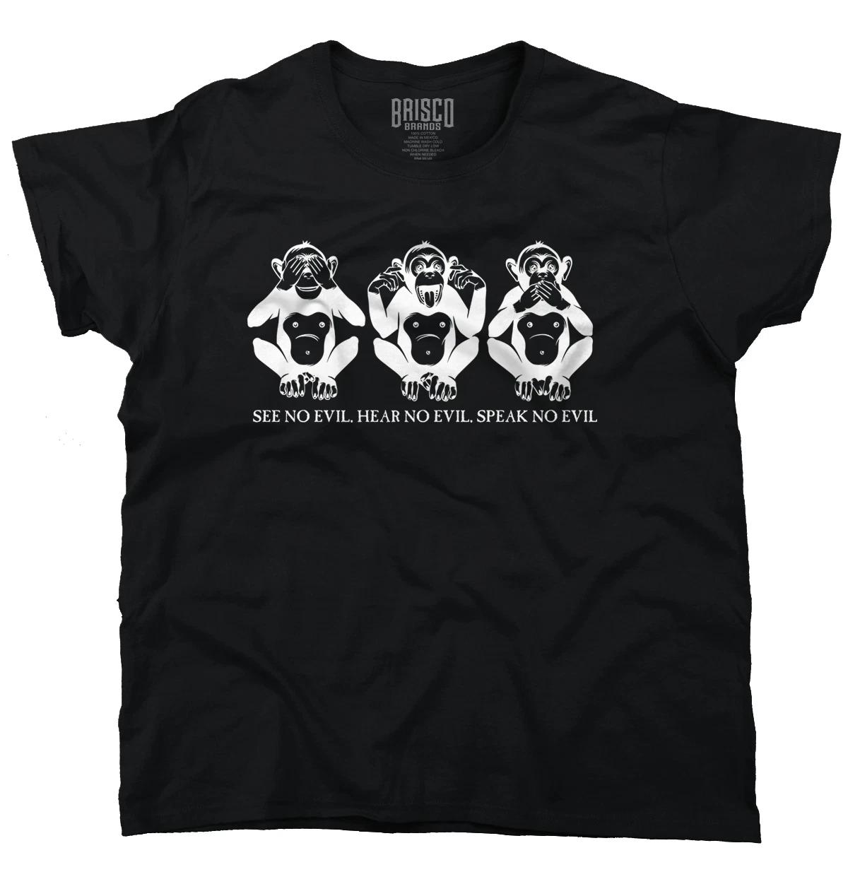 Wise Monkeys See No Evil Positive Saying Womens Graphic T Shirts Tee T-Shirt S