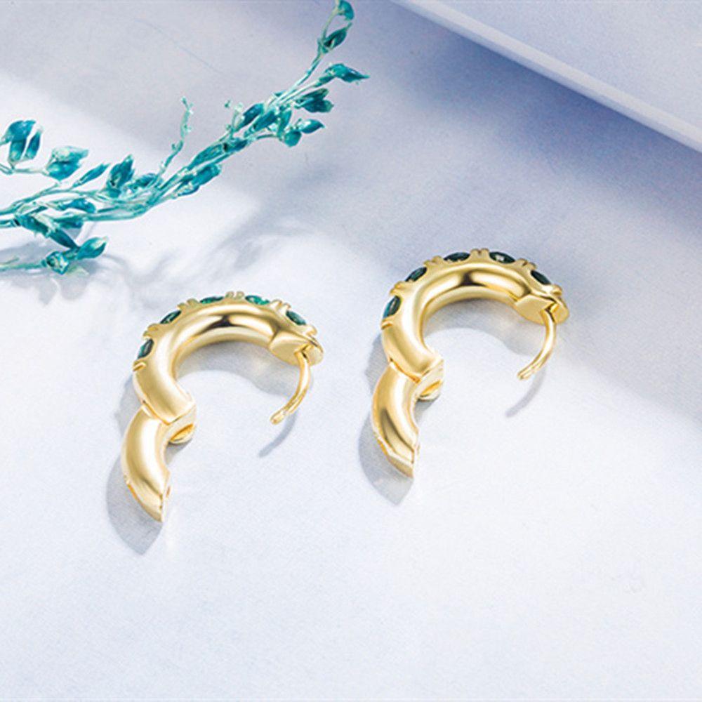 Green Huggie Hoop Earrings Round Hoop Earrings Emerald Green Hoop Earrings Circular Earrings