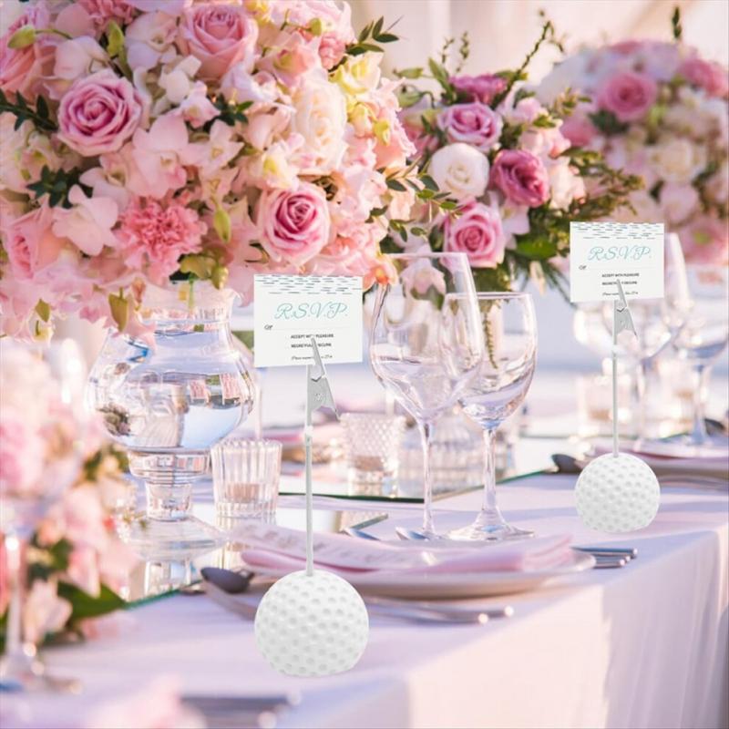 8er-Pack Tischkartenhalter in Golfballform mit Krokodilklemmen zur Tischdekoration, ideal für Veranstaltungen mit Golfthema