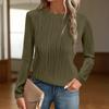 Women's Fashion Round Neck Long Sleeve T-Shirt Solid Color Textured Bottom Top