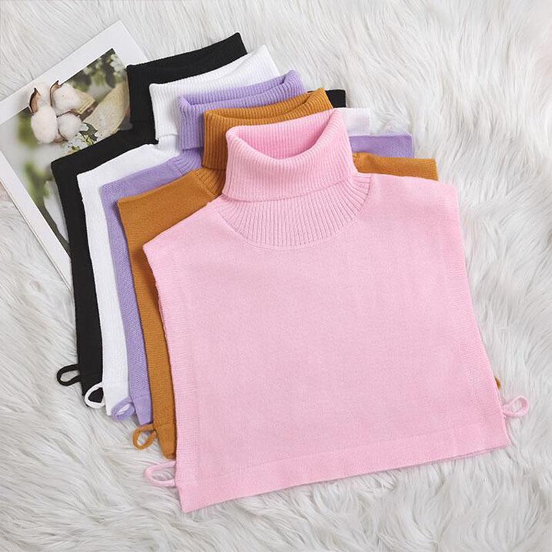 White Knitted Turtleneck Fake Collar Women Detachable Collars Winter False Collars Woman Black Removable Faux Col Half Shirt