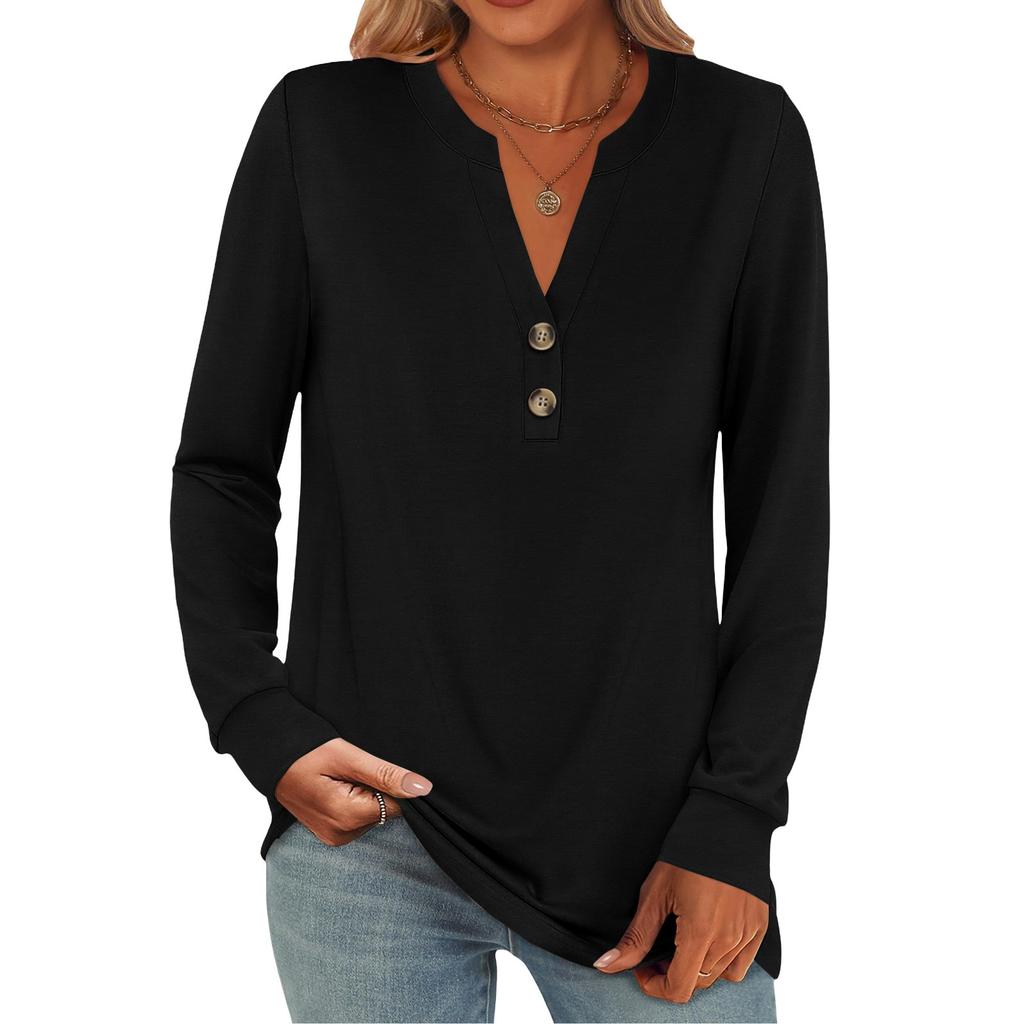Women's Fashion Casual Color Long Sleeve T-shirt Pullover Top