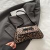 Large Capacity Solid Color Bow Casual Foreign Style New Personalized Retro Fashion Leopard Print Commuter Shoulder Messenger Women's Bag