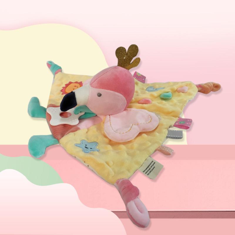 

Мягкая детская головоломка для раннего образования, успокаивающее полотенце, кусающая ребенка, успокаивающая спящая кукла Triangular Pink Bird