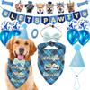 Pet Dog Cat Birthday Party Flag Dog Birthday Hat Triangle Scarf Big Dog Birthday Drool Scarf Bib Dog Cat Party Decoration