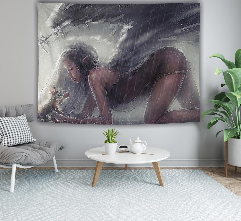 Sexy Girl Cartoon Home Mural Decoration Kawaii Japanese Anime Print Tapestry Living Room Bedroom Background Cloth Tapiz