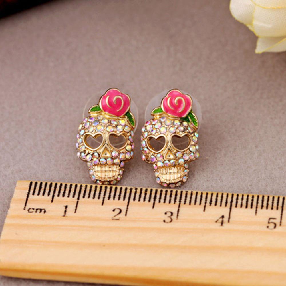 Kolczyki Mikro-zestaw Osobowość Czaszka Róży Halloween, Kolczyki Przesadne