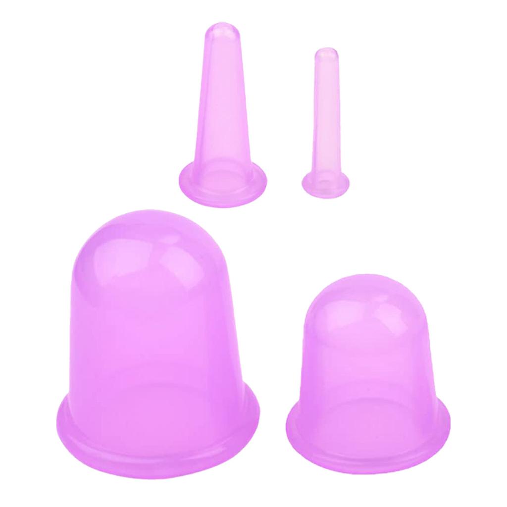 Vacuum Cupping Device Professional Relaxing Muscles Relieve Fatigue Silicone Cupping Cups Set Pink