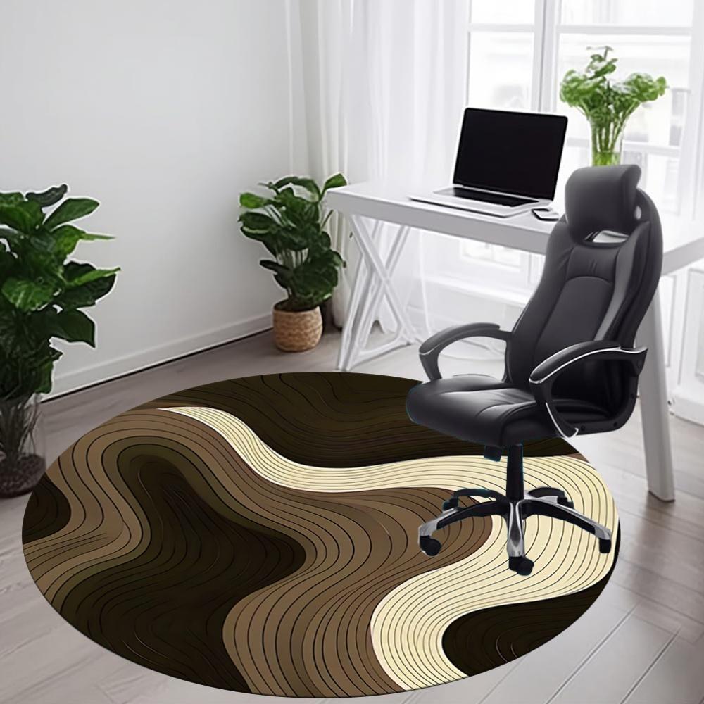 1pc Wave Form Office Round Area Rug, Indoor Mat Suitable For Office, Under Office Chairs Bedroom Living Room Home Decor, Room Deco
