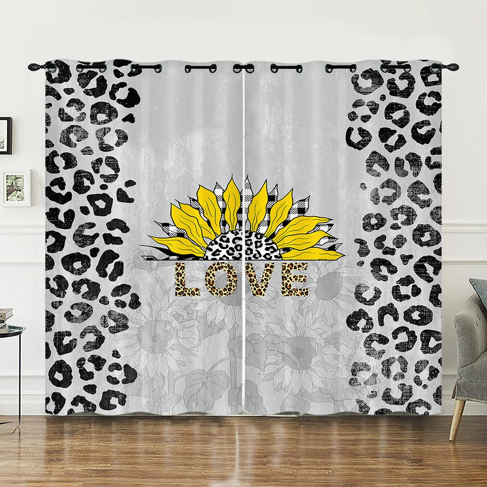 Curtains Sunflower Plant Bedroom Curtains Digital Printing Blackout Curtains No Punching