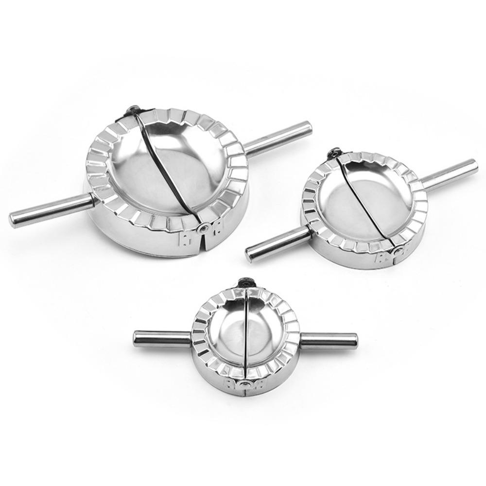 Durale with Handle Stainless Steel Dumpling Maker Manual Hand Press Dumpling Mold Silver Jiaozi Maker Ravioli