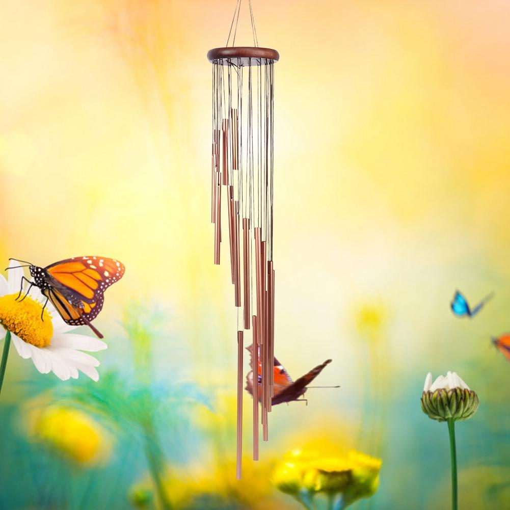 Aluminiumlegierung 18 Röhren Windspiel Hängende Windglocke Zuhause Außen GartendekorationGold