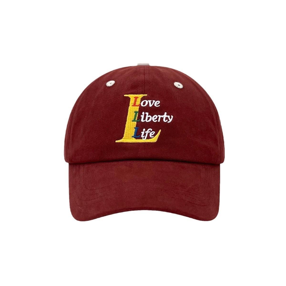 

American retro big head circumference baseball cap female red versatile hat showing the face small wide brim letter embroidered cap M（56-58cm） бордовий