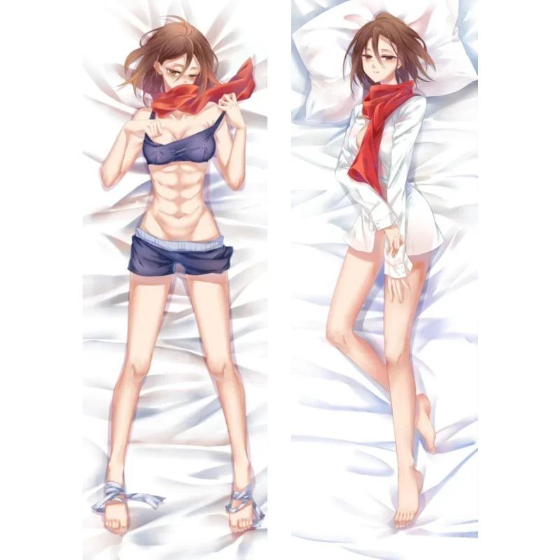 Чехол для подушки с аниме-декором Attack Titan Mikasa Ackerman Dakimakura, наволочка с 2-сторонним принтом, обнимающий чехол для подушки, Otaku Waifu 34x100cm Peach Skin