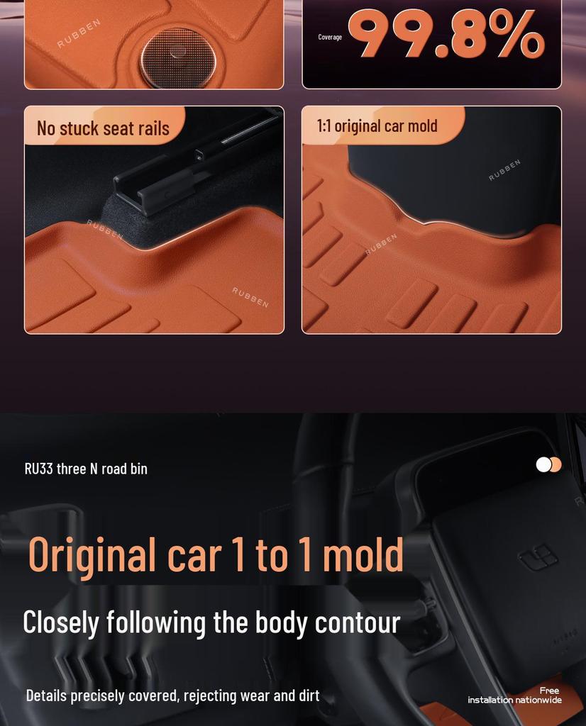 Deep Blue S05 Car Floor Mats: TPE Full Surround, Fits 26 Models, Customizable Car Accessories.