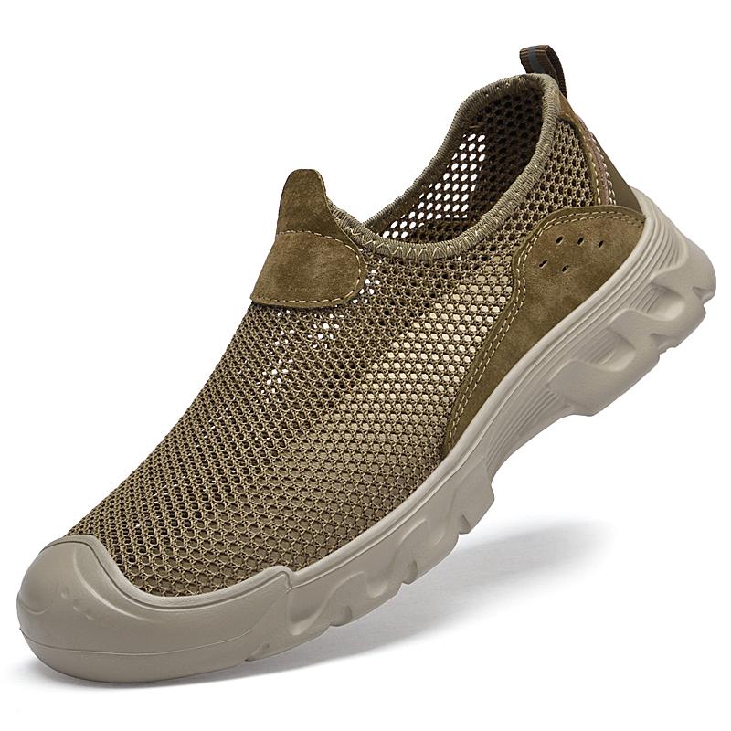

Fashion Summer Outdoor Shoes Breathable Mesh Shoes Outdoor Non-slip Walking Shoes Comfortable Sandals Men Half Slippers Casual Loafers 45 хаки