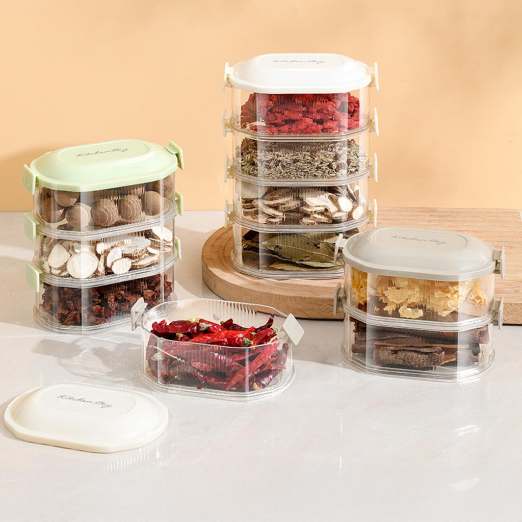 Multi-layer Plastic Spice Storage Boxes Dried Chili Pepper Spice Condiment Boxes Storage Boxes Household Sealed Jars for Kitchen