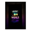 Music On World Off Led Lighted Wooden Painting 45x24cm