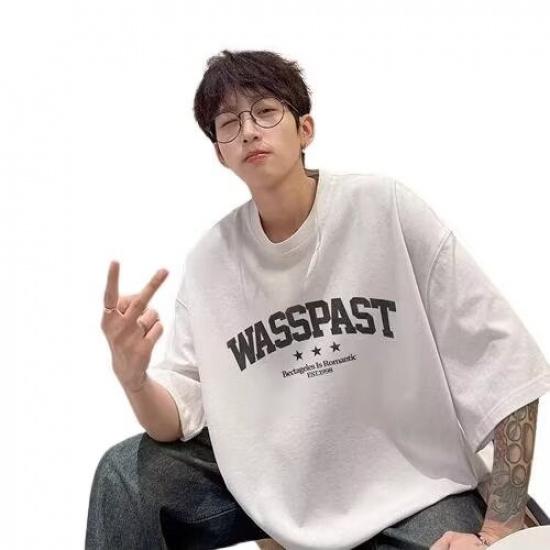 Nové tričko s krátkým rukávem pro muže v létě, trend v korejském stylu, jednoduchý top s polovičním rukávem, volné tričko značky Hong Kong