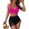 Womens Swim Skirt High Waisted Bikini Sets Tummy Control Swimsuits Mesh Sarong Wraps Bathing Suits