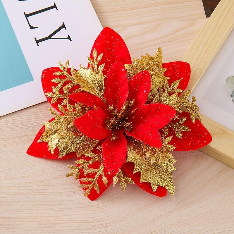 5 buc 14.5cm Sclipici Artificial Crăciun Flori Mreey Decorație Pom de Crăciun Ornamente An Nou Fericit Xmas Flori Artificiale natal