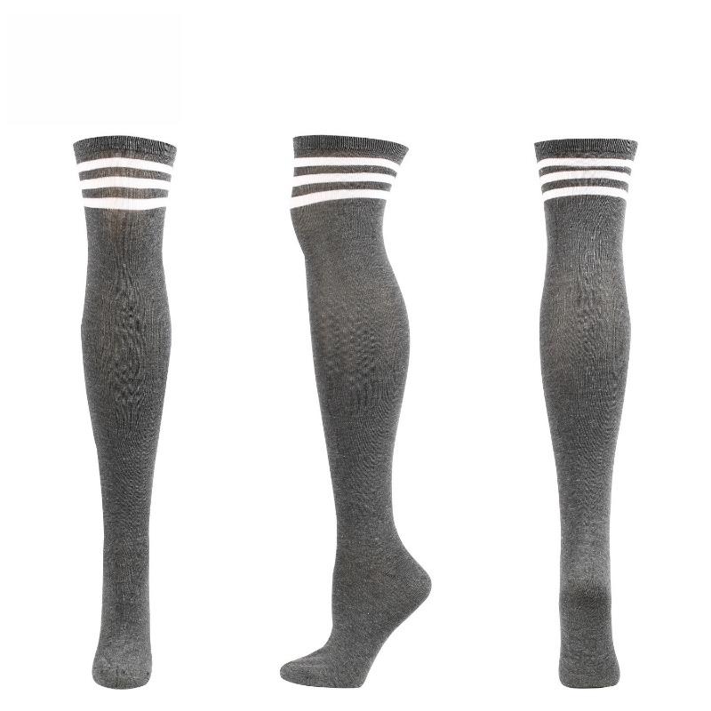1PAIR casual three-bar knee socks dance versatile stockings jacquard breathable high tube women's socks