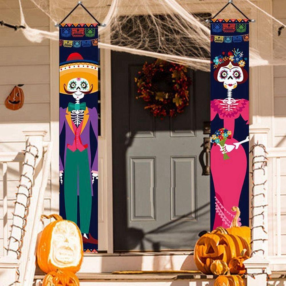 Day Porch Sign Skull Couplet Hanging Flag Halloween Supplies Halloween Couplet Banners Ornaments