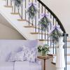 Simulated Artificial Lavender Bow Wall-mounted Purple Home Door Hanging with Green Plant Decoration On The Door Header