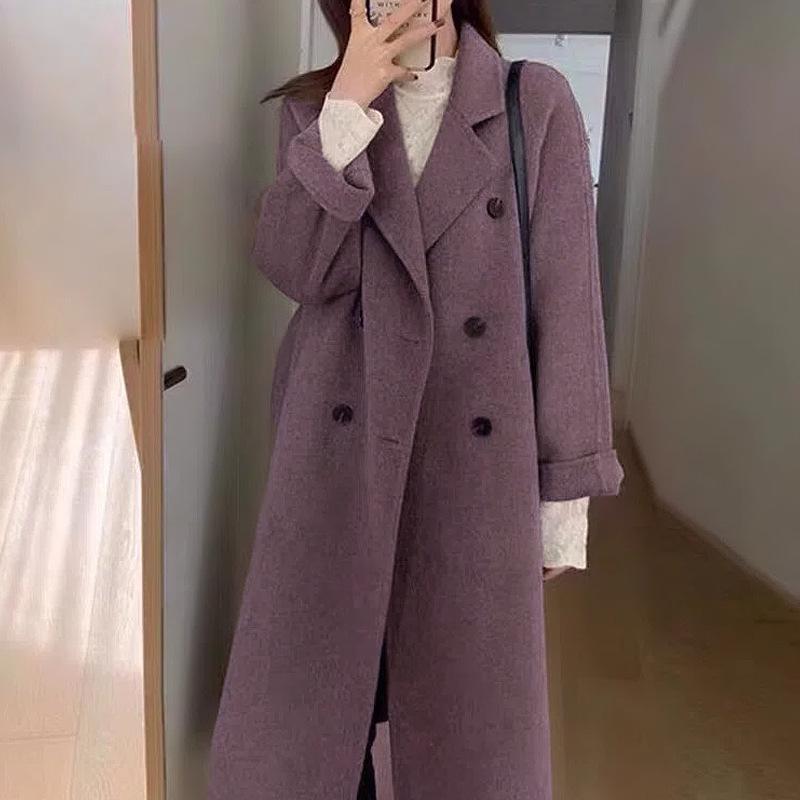 

Женское мягкое элегантное шерстяное пальто средней длины шерстяная верхняя одежда осень зима M
