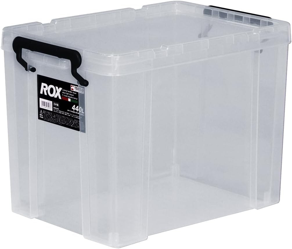 Tenma ROX 440L Durable Storage Box, Made in Japan, Disaster Preparedness, Clear Case, Container Box, Heavy-Duty Clothing Case, Plastic Case [30cm W x