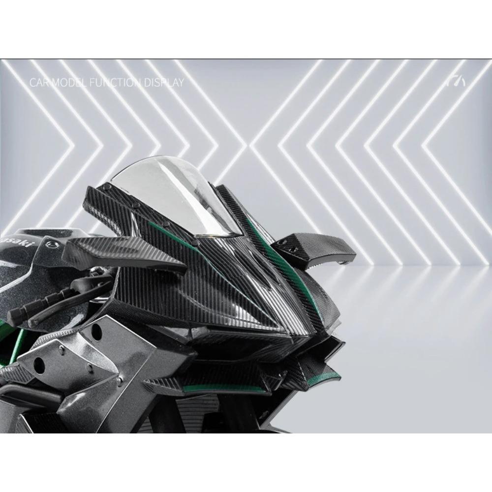 1/10 Kawasaki H2R Alloy Die Cast Motorcycle Model Vehicle Collection Sound and Light Off Road Autocycle Toys Car