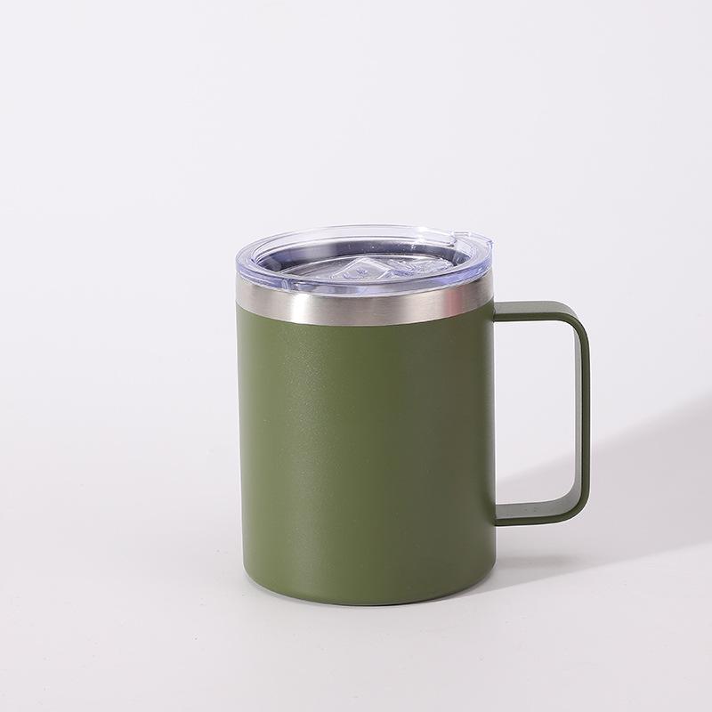 12oz Stainless Steel Vacuum Insulated Tumbler with Transparent Lid and Handle