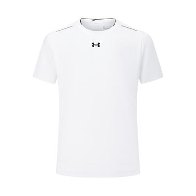 Lässiges einfarbiges Sport-Jersey-Strick-T-Shirt mit Rundhalsausschnitt Unisex-Oberteile Weiß 22500509-100