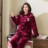 Women's Coral Fleece Flannel Pajamas: Warm, Thick, Quilted, Autumn/Winter Home Wear. Luxurious, Can Be Worn Outside.