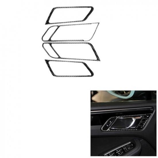 4Pcs For Porsche Macan 2014-19 Carbon Fiber Interior Door Handle Cover Trim